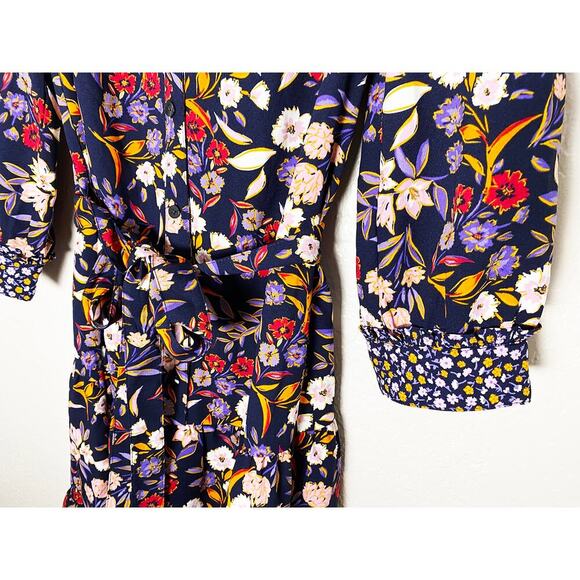 Draper James Women's Loretta Shirt Dress Navy Floral Flattering Tiered Skirt XS - Picture 5 of 9